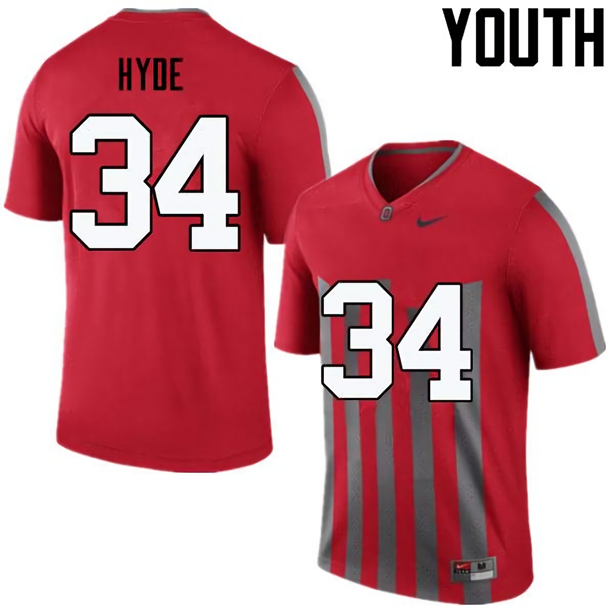 Carlos Hyde Ohio State Buckeyes Youth NCAA #34 Nike Throwback Red College Stitched Football Jersey CQP1356AZ